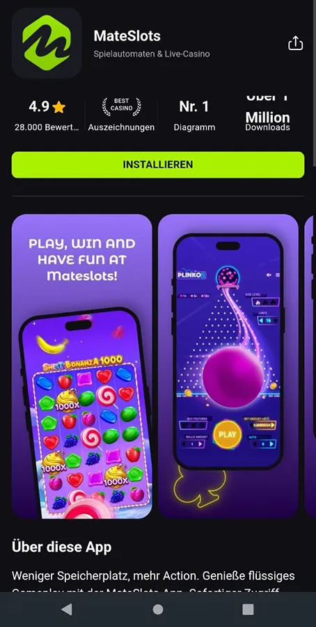 Einfach zu nutzen: MateSlots Casino App