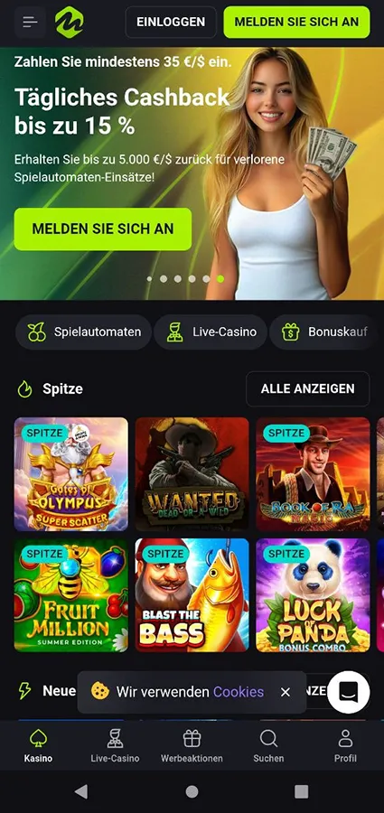 Hauptseite des Mateslots Casinos